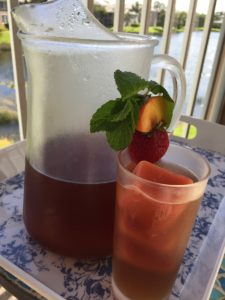 Strawberry Peach Iced Tea with Pitcher and Glass